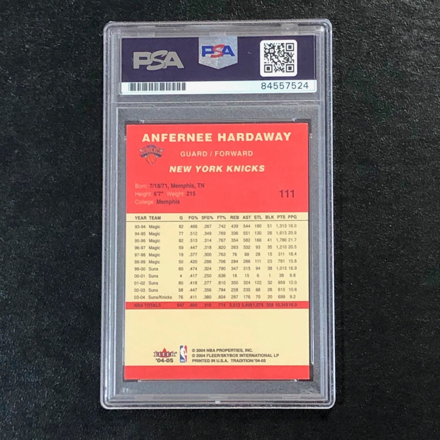 2004-05 Fleer Tradition #111 Anfernee Hardaway Signed Card AUTO PSA Knicks