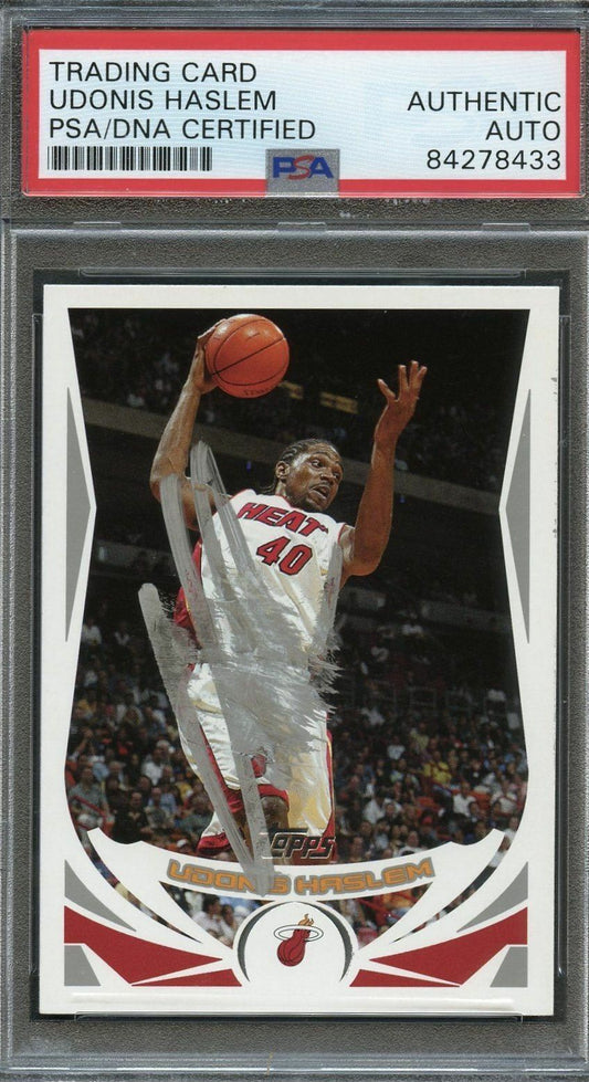 2004 Topps #12 Udonis Haslem Signed Card AUTO PSA Slabbed Heat