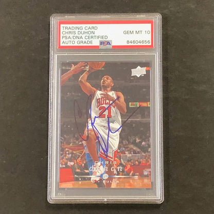 2008 Upper Decks #11 Chris Duhon Signed Card AUTO 10 PSA Slabbed Bulls