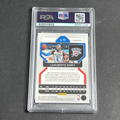 2021-22 Panini Prizm #114 Luguentz Dort Signed Card AUTO PSA Slabbed Thunder
