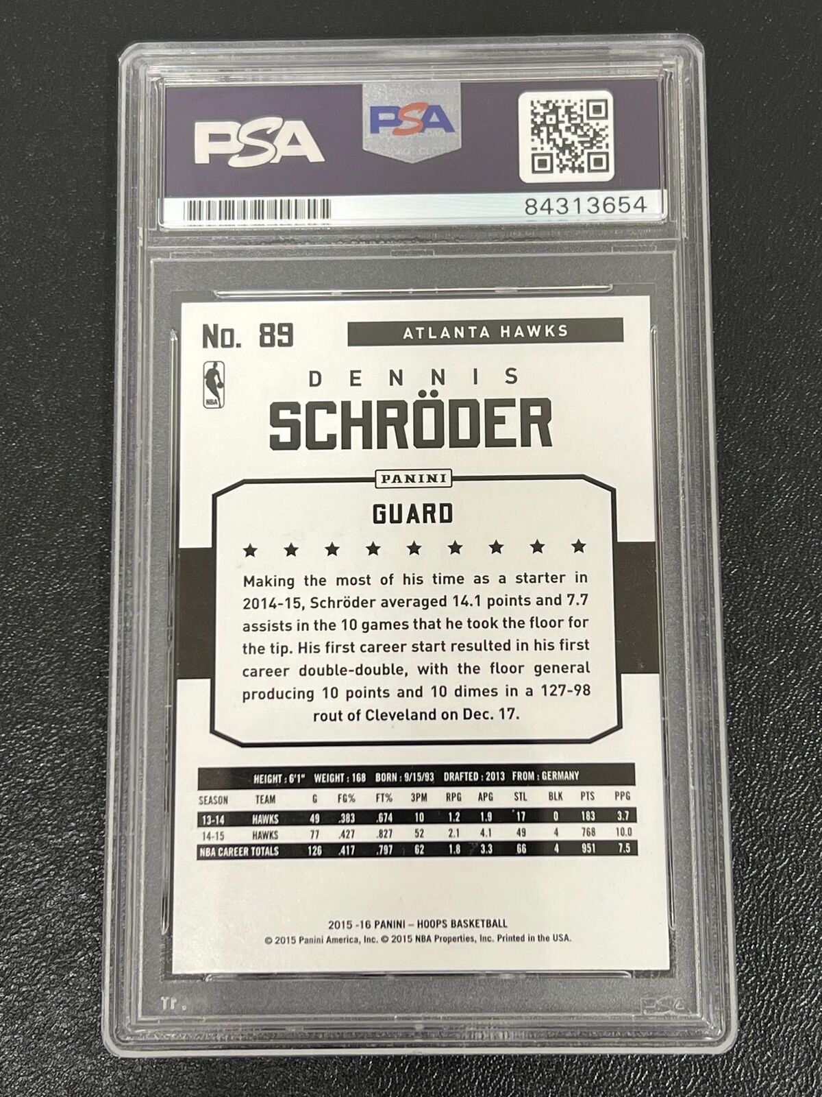 2015-16 NBA Hoops #89 Dennis Schroder Signed Card PSA AUTO Slabbed Hawks