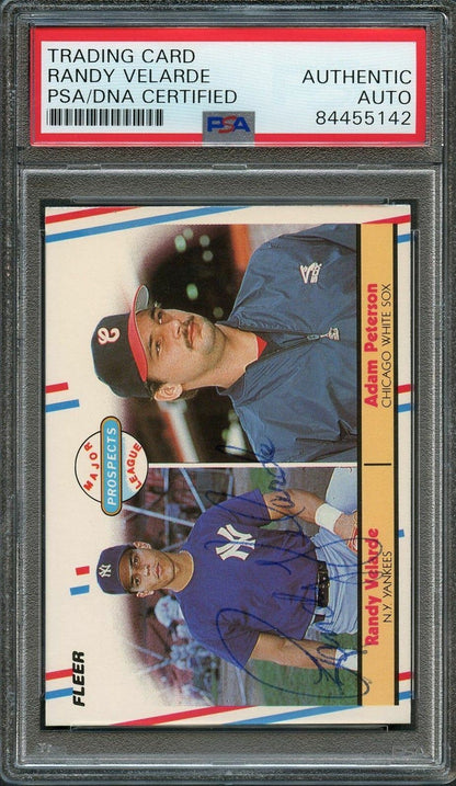 1988 Fleer #646 Randy Velarde Signed Card PSA Slabbed Auto Yankees