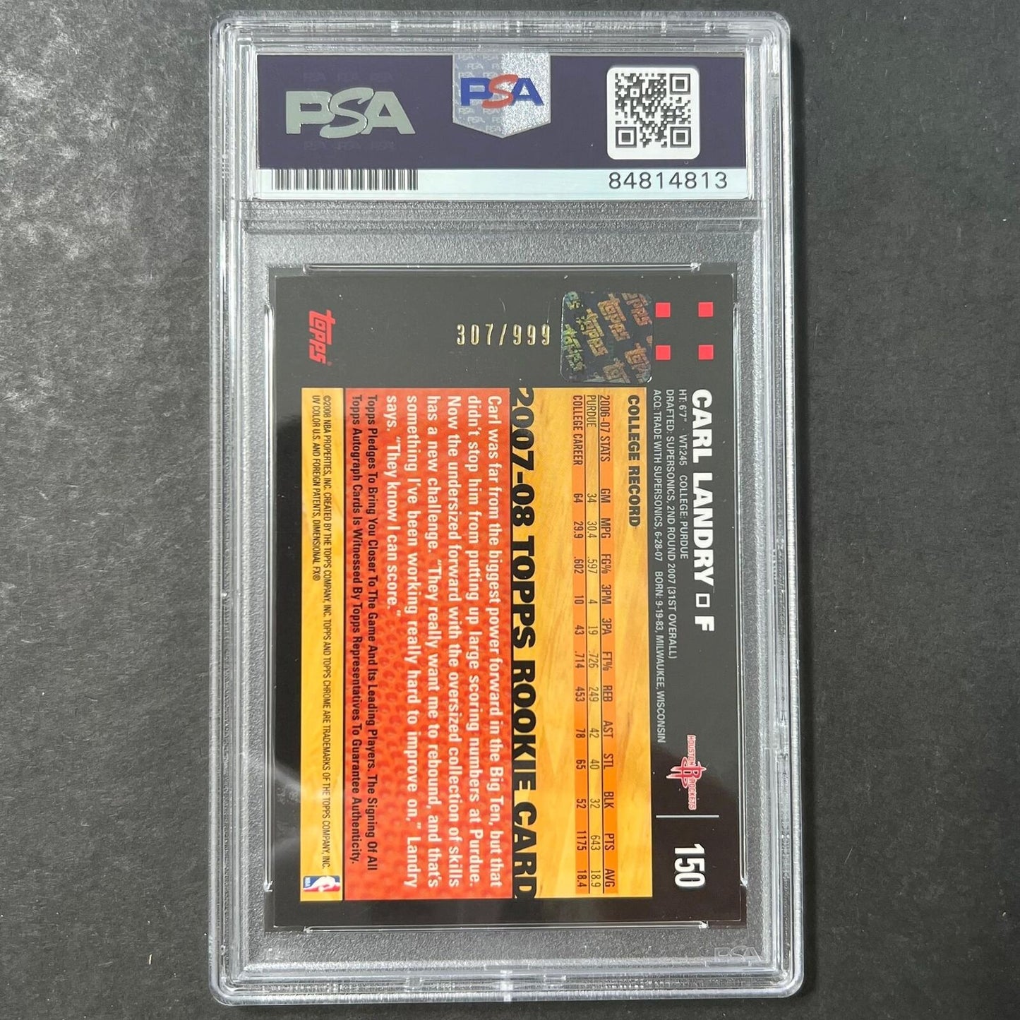 2007-08 Topps Chrome #150 Carl Landry Signed Card AUTO 10 PSA/DNA Slabbed Rocket