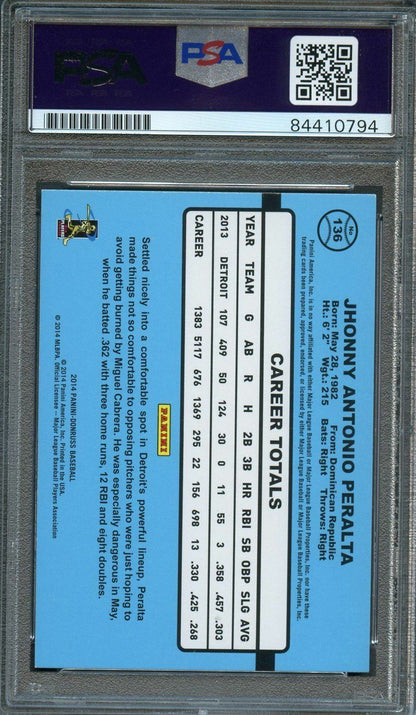 2014 Donruss Baseball #136 Jhonny Peralta Signed Card AUTO 10 PSA Slabbed