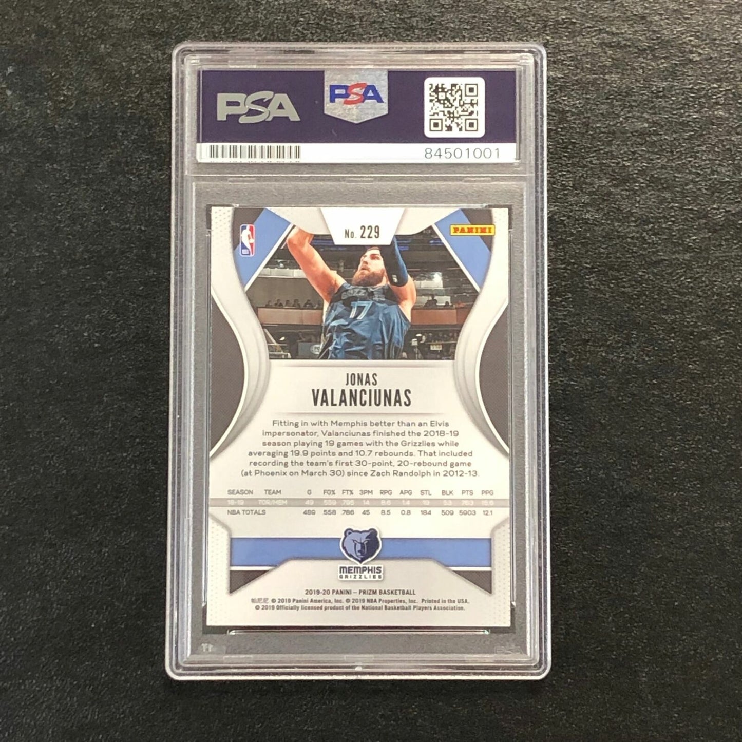 2019-20 Panini Prizm #229 Jonas Valanciunas Signed Card AUTO 10 PSA Slabbed Griz