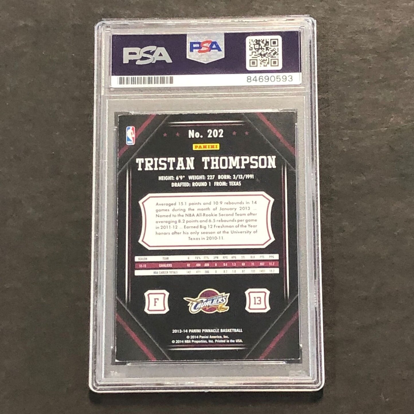 2013-14 Panini Pinnacle #202 TRISTAN THOMPSON Signed Card AUTO PSA Slabbed Caval