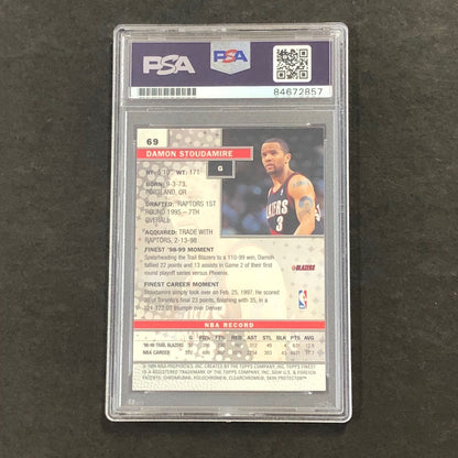 1999-00 Topps Finest Basketball #69 DAMON STOUDAMIRE Signed Card AUTO GRADE 10 P