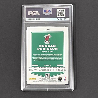 2021-22 Panini Donruss #107 Duncan Robinson Signed Card PSA Slabbed Heat