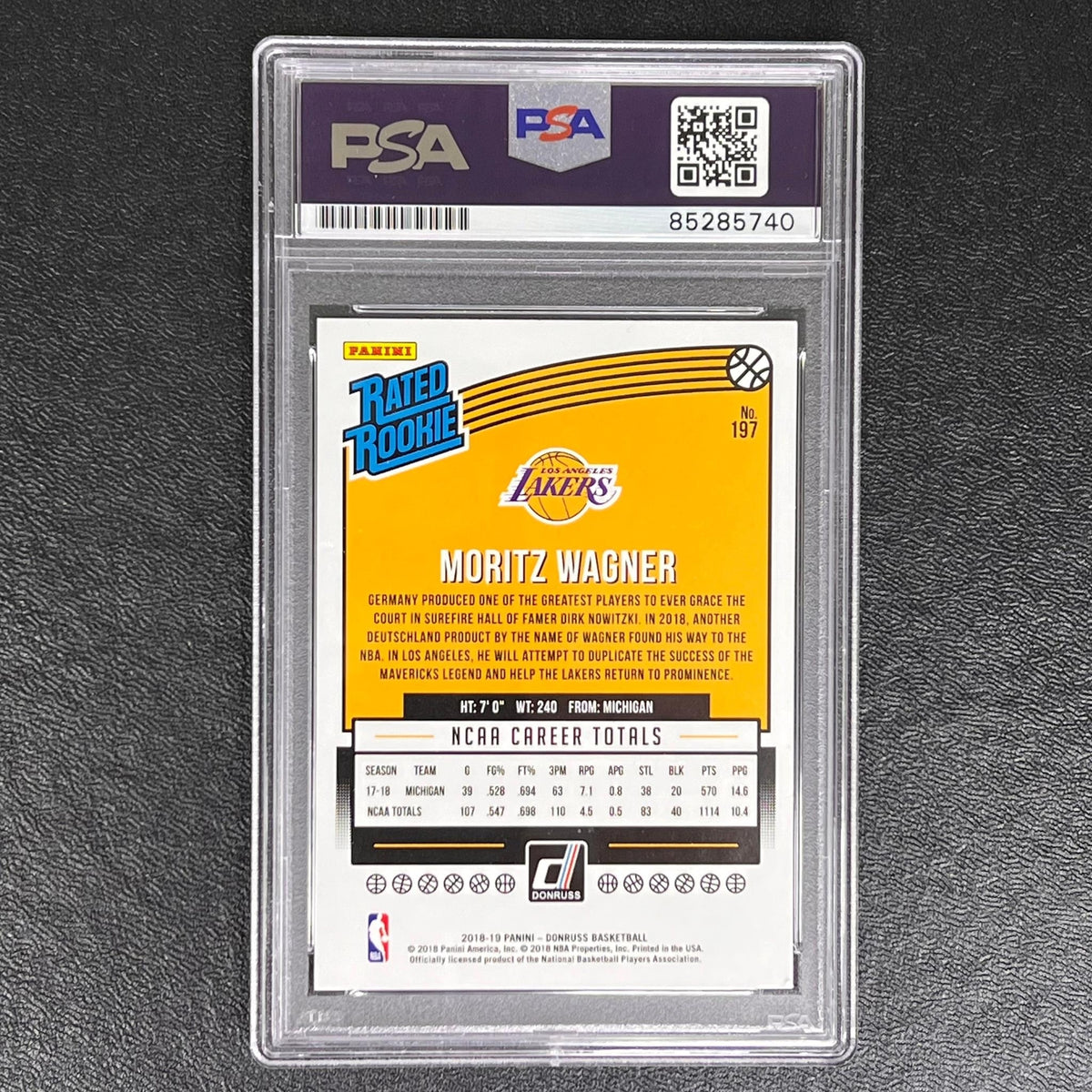 2018-19 Panini Donruss #5 Moritz Wagner Signed Card AUTO PSA Slabbed RC Lakers (