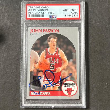 1990-91 NBA Hoops #67 John Paxson Signed Card AUTO PSA Slabbed Bulls