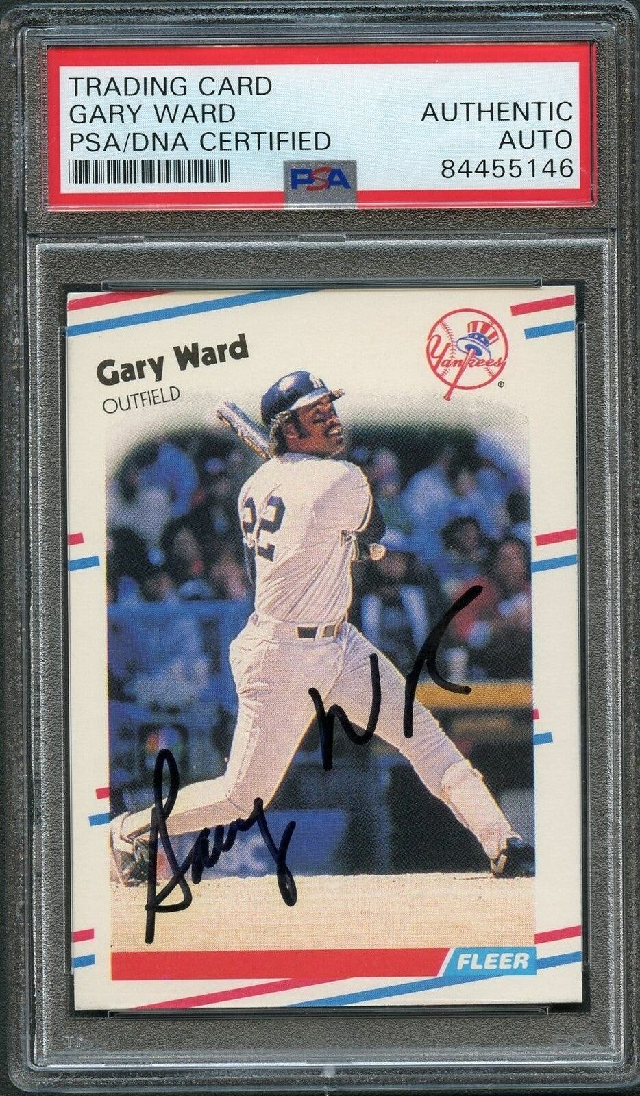 1988 Fleer #224 Gary Ward Signed Card PSA Slabbed Auto Yankees