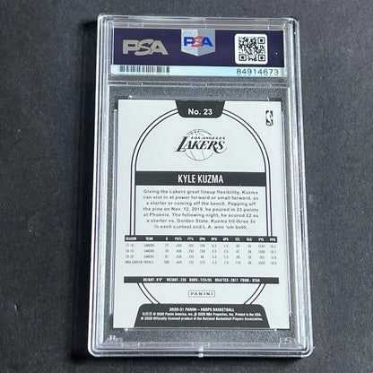 2020-21 NBA Hoops #23 Kyle Kuzma Signed Card Auto 10 PSA Slabbed Lakers
