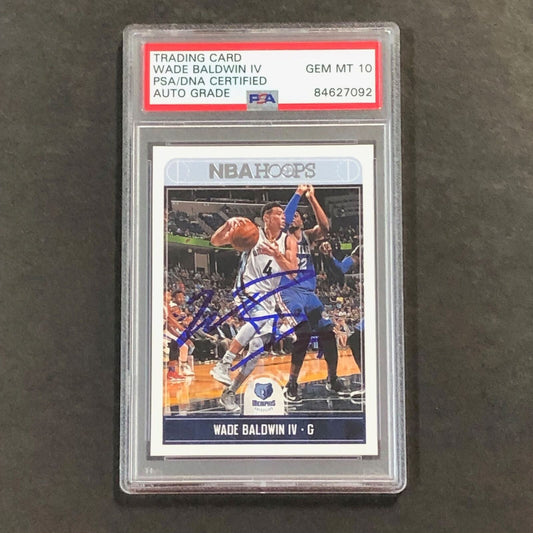 2017-18 NBA Hoops #54 Wade Baldwin IV Signed Card AUTO GRADE 10 PSA Slabbed Griz