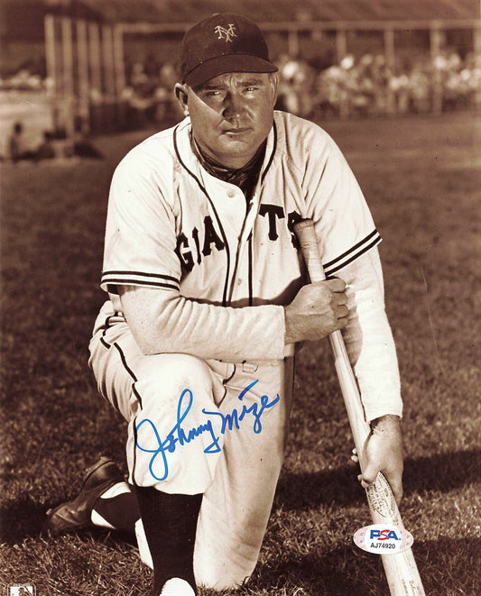 JOHNNY MIZE signed 8x10 photo PSA/DNA New York Giants Autographed