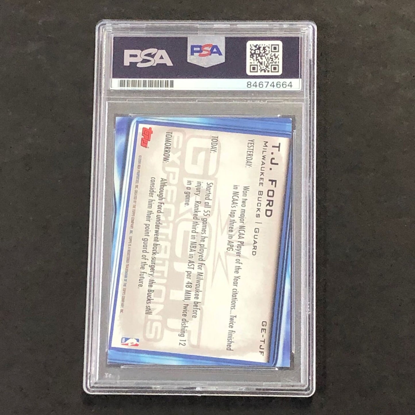 2003 Topps Great Expectations #GE-TJF TJ Ford Signed Card Auto 10 PSA/DNA Slabbe