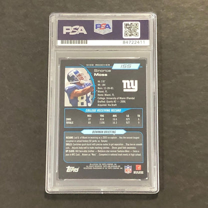 2006 Topps Bowman Football #155 Sinorice Moss Signed Card PSA Slabbed Auto Giant