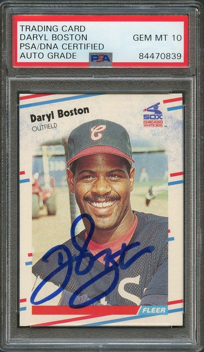 1988 Fleer #393 Daryl Boston Signed Card PSA Slabbed Auto 10 White Sox