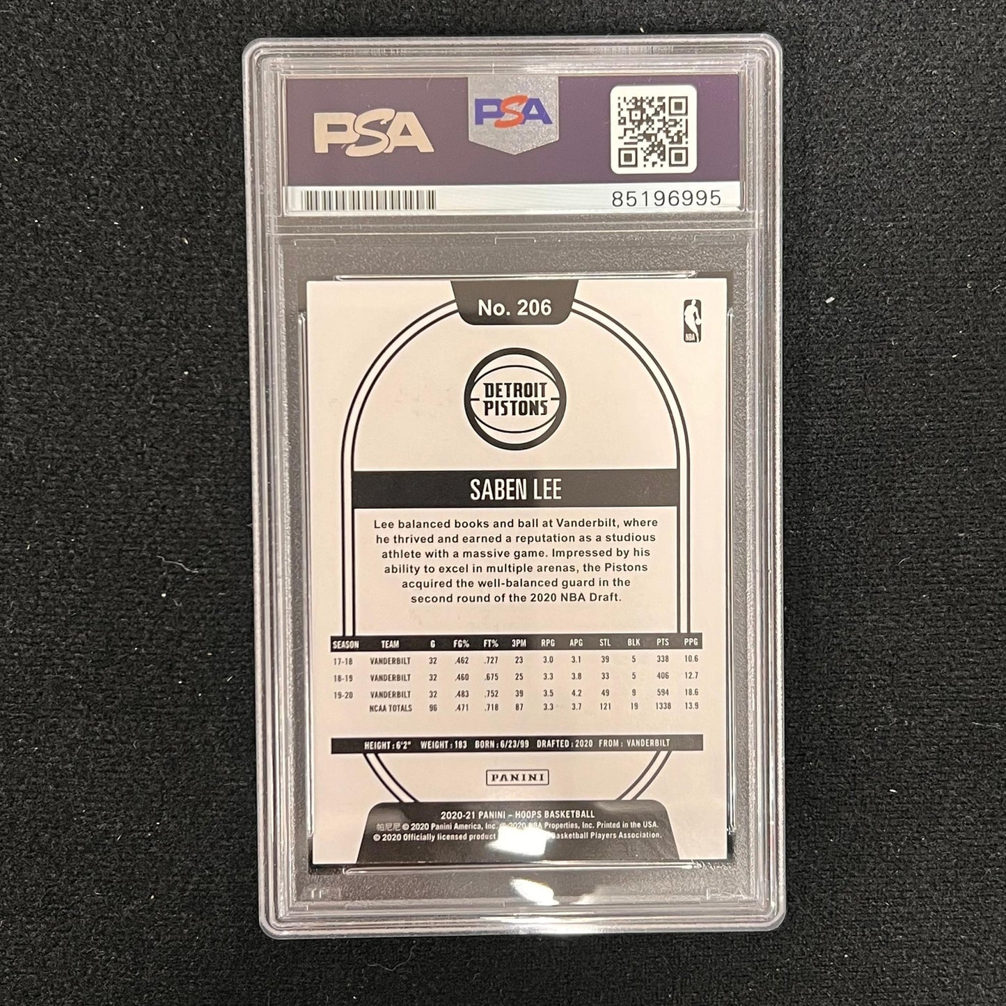 2020-21 Panini Hoops Rated Rookie #206 Saben Lee Signed Card AUTO PSA Slabbed Pi
