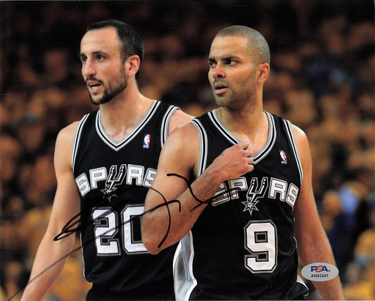 Manu Ginobili Signed 8x10 Photo PSA Spurs Autographed