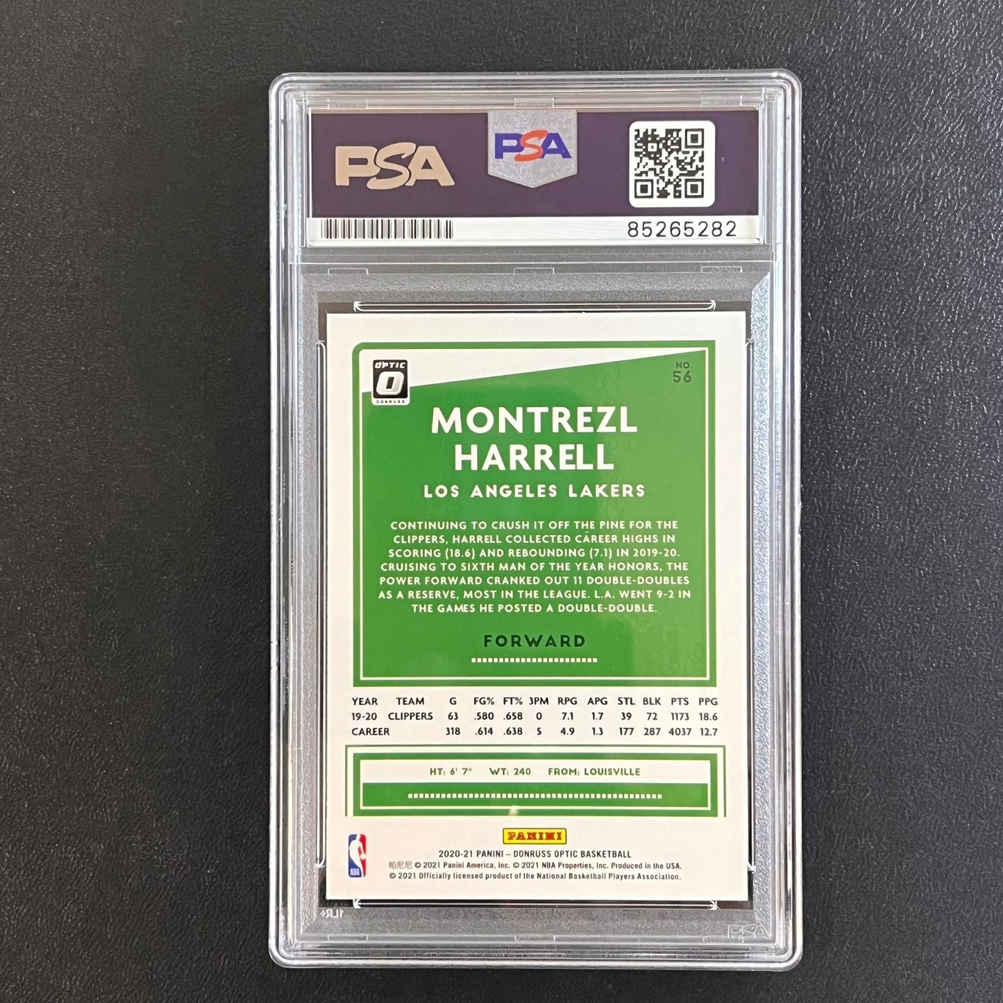 2020-21 NBA Panini Donruss Optic #56 Montrezl Harrell Signed Card AUTO PSA Slabb