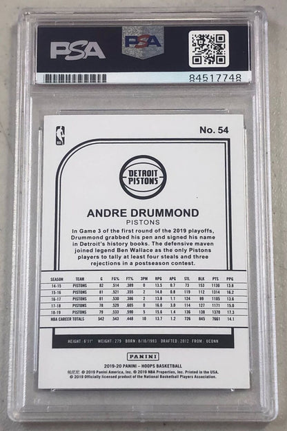 2019-20 NBA Hoops #54 Andre Drummond Signed Card AUTO PSA Slabbed Pistons