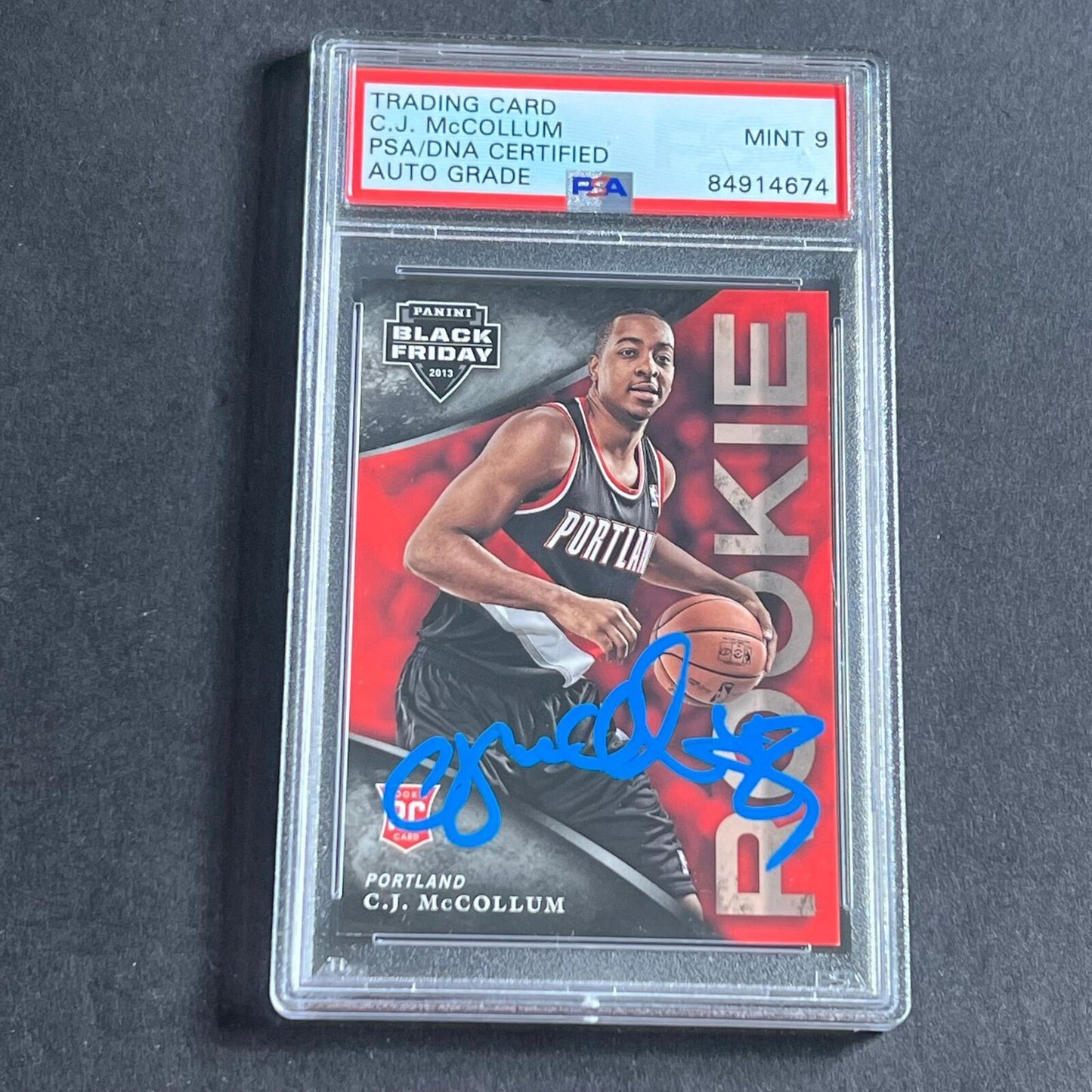 Copy of 2013 Panini Black Friday #29 CJ McCollum Signed Card AUTO 9 PSA Slabbed