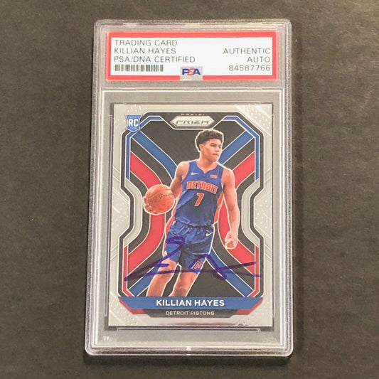 2020-21 Panini Prizm #270 Killian Hayes Signed Card AUTO PSA Slabbed RC Pistons
