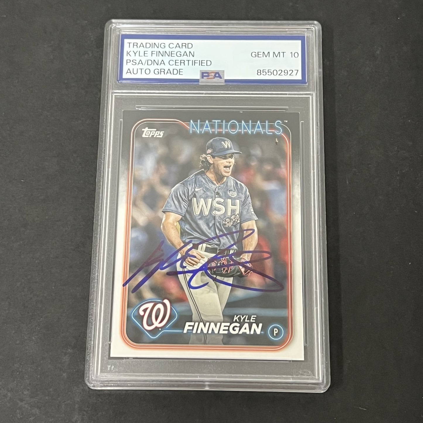 2024 Topps Series 1 #153 Kyle Finnegan signed card PSA Auto 10 Nationals