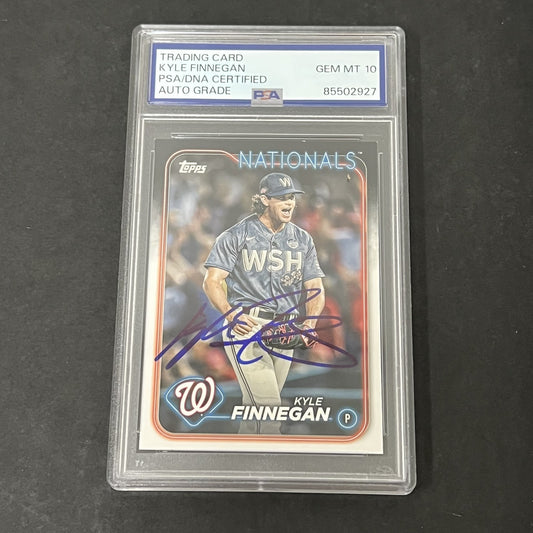 2024 Topps Series 1 #153 Kyle Finnegan signed card PSA Auto 10 Nationals