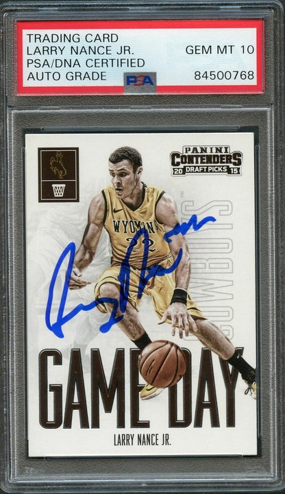 2015-16 Contenders Draft Picks #45 Larry Nance Jr. Signed Card AUTO 10 PSA Slabb