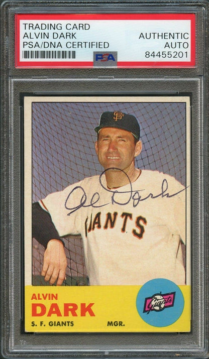 1963 Topps Set Break #258 Alvin Dark Signed Score Card PSA Slabbed Auto Giants