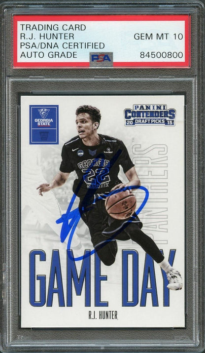 2015-16 Contenders Draft Picks #33 RJ HUNTER Signed Card AUTO 10 PSA Slabbed Geo