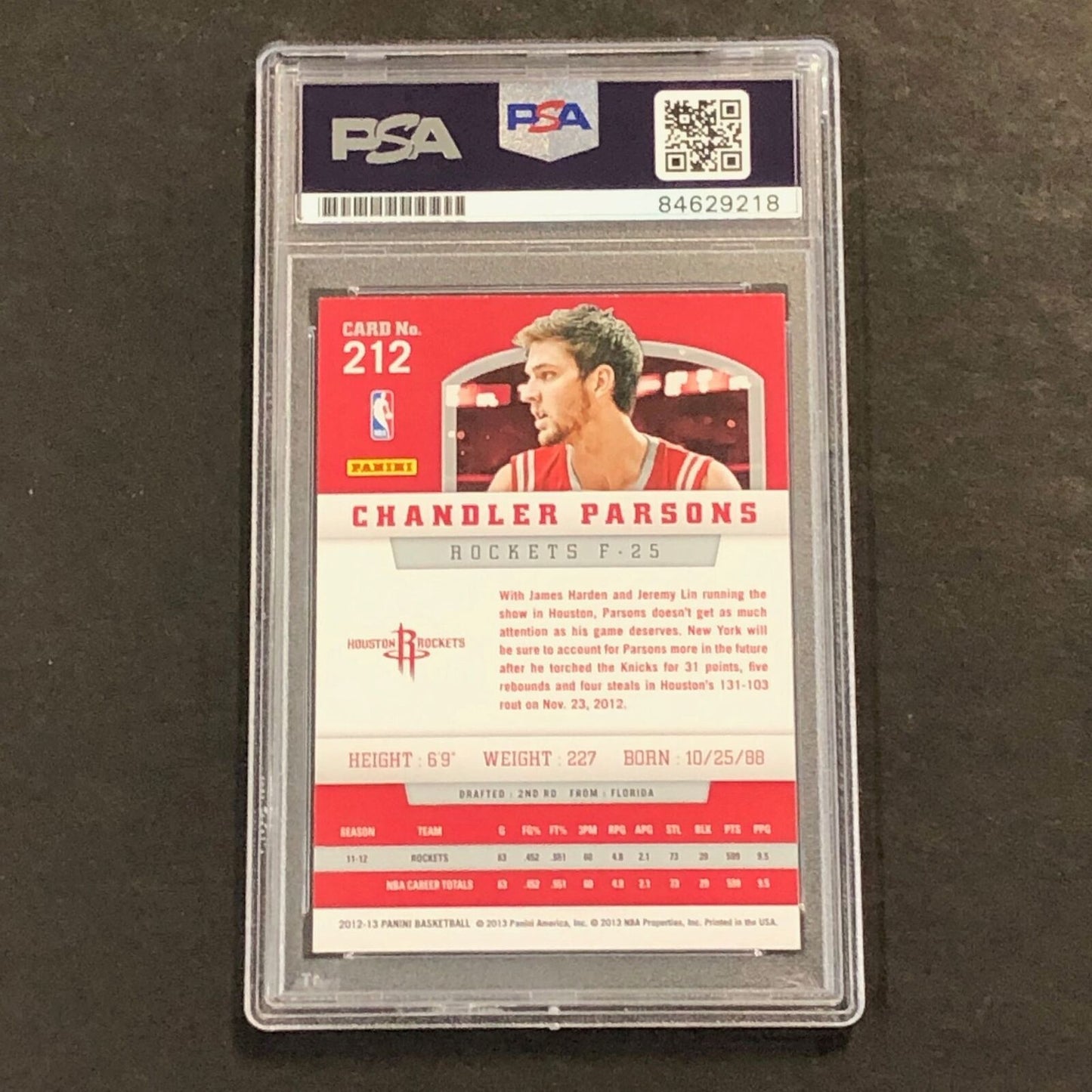 2012-13 Panini #212 Chandler Parsons Signed Card AUTO 10 PSA/DNA Slabbed Rockets