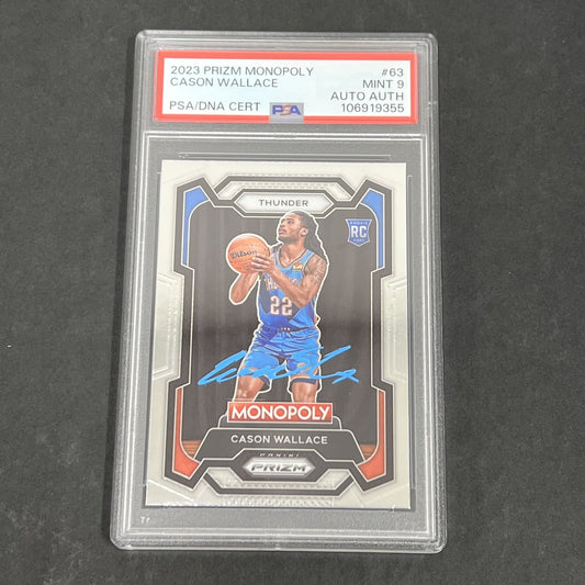 2023 Panini Prizm Monopoly #63 Cason Wallace signed card PSA 9 Auto A Thunder