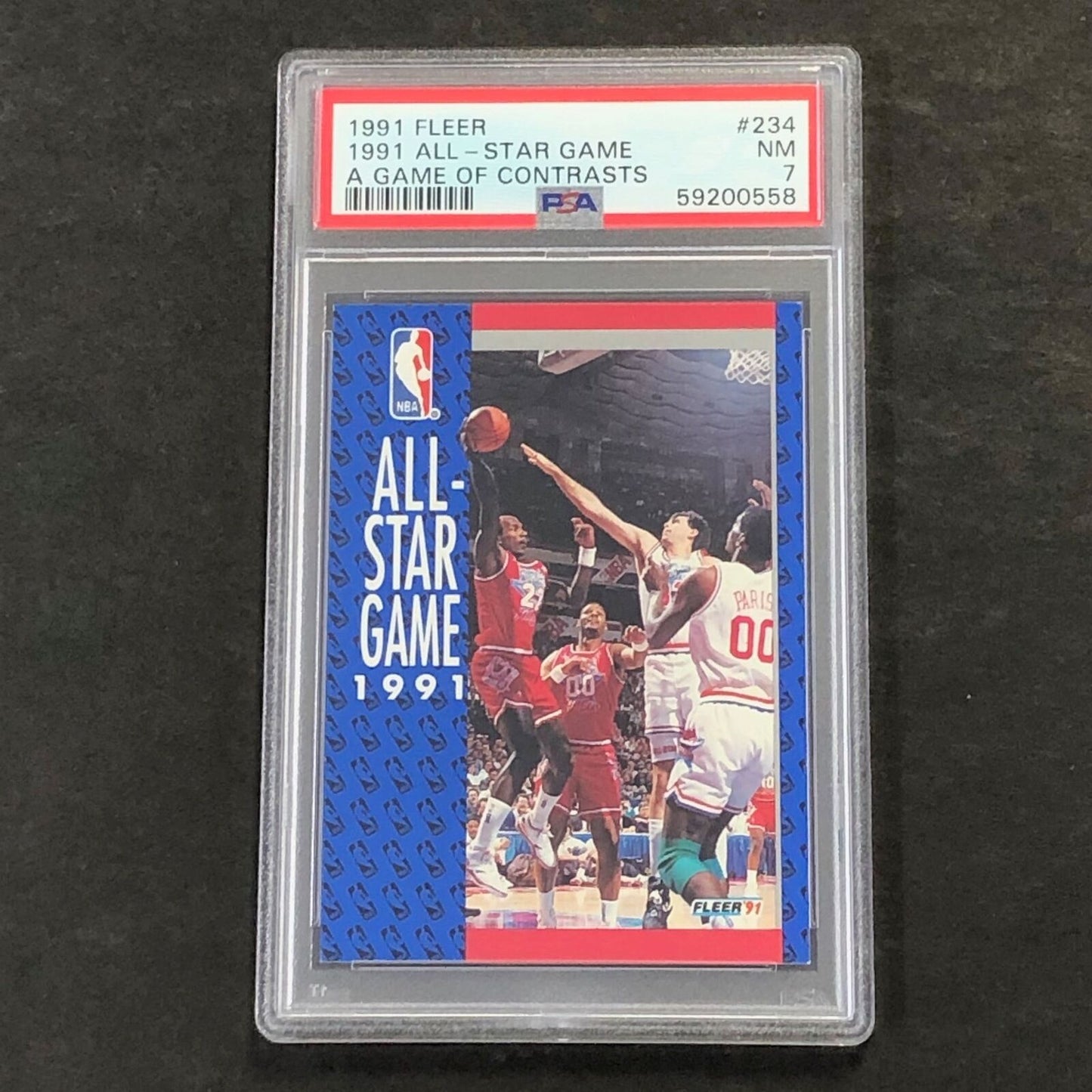 1991 Fleer #234 All Star Game PSA 7 NM A Game of Contrasts Michael Jordan