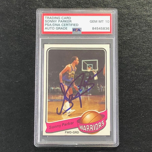 1979-80 Topps Basketball #36 Sonny Parker Signed Card AUTO 10 PSA Slabbed Warrio