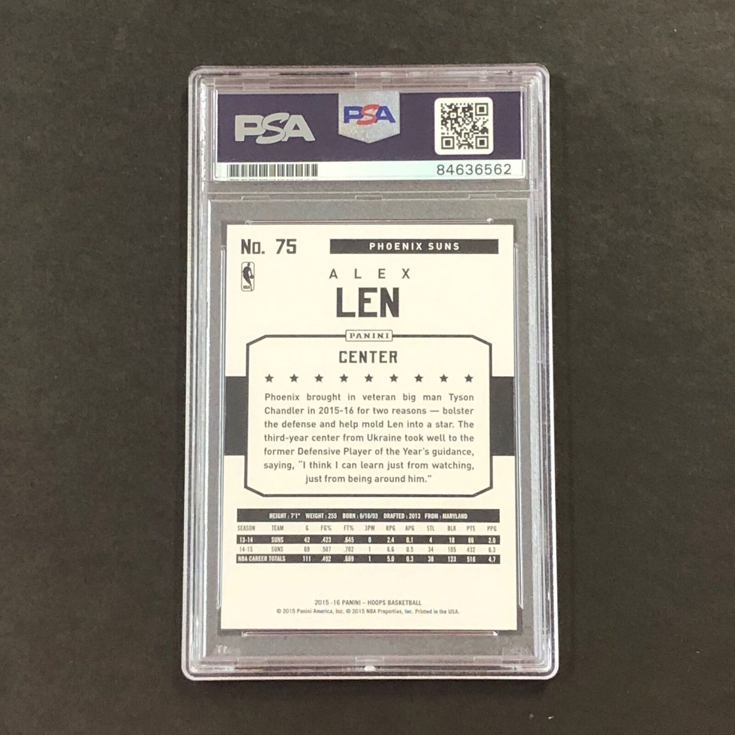 2015-16 NBA Hoops #75 Alex Len Signed Card AUTO PSA Slabbed Suns