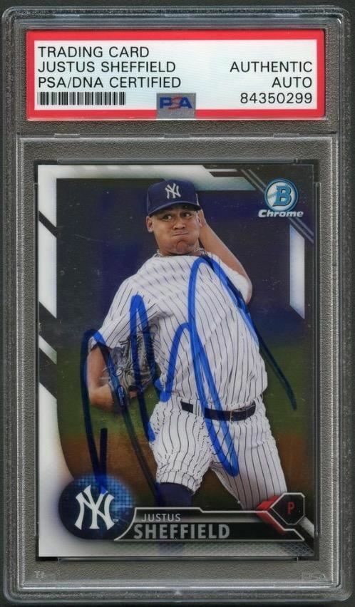 2016 Bowman Draft Chrome #BD125 Justus Sheffield Signed Card PSA Slabbed Auto Ya