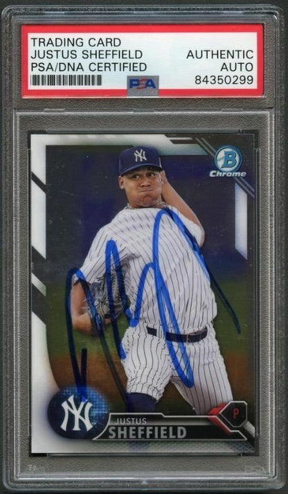 2016 Bowman Draft Chrome #BD125 Justus Sheffield Signed Card PSA Slabbed Auto Ya