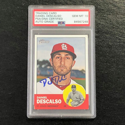 2012 Topps Heritage #375 Daniel Descalso Signed Card PSA Slabbed Auto 10 Cardina