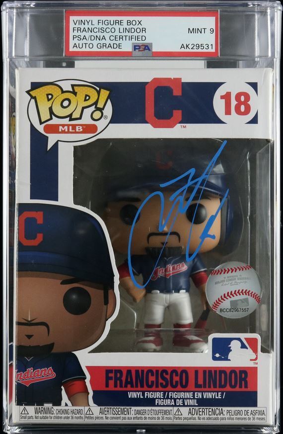 Francisco Lindor Signed Funko Pop PSA/DNA Encapsulated Auto 9 Guardians Baseball