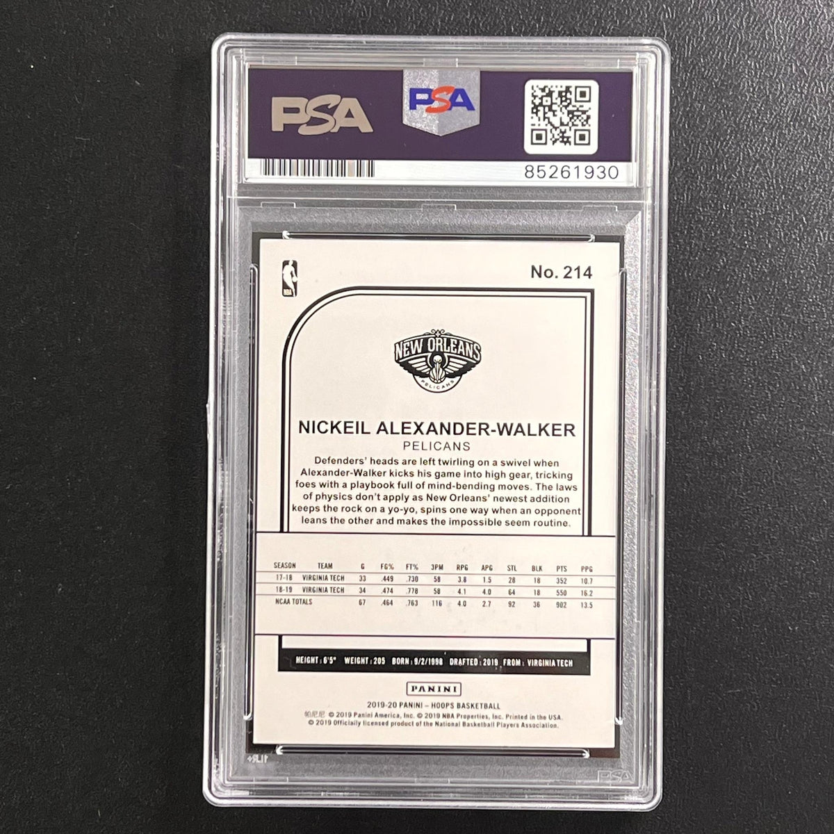 2019-20 NBA Hoops #214 Nickeil Alexander Walker Signed Card AUTO 10 PSA Slabbed