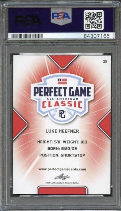 2020 Leaf Perfect Game Luke Heefner Signed Card AUTO PSA Slabbed