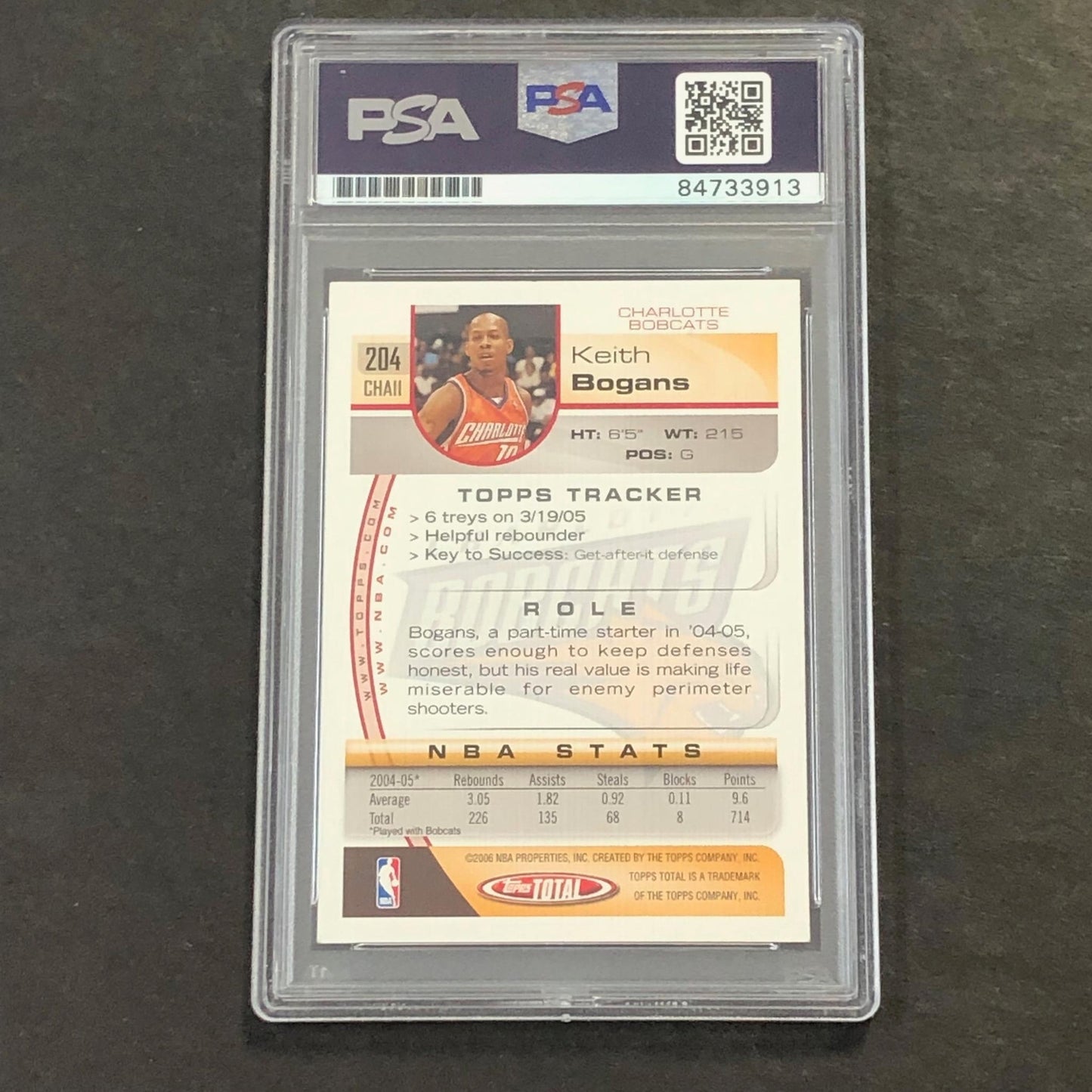 2005-06 Topps Total #204 Keith Bogans Signed Card AUTO 10 PSA/DNA Slabbed Bobcat
