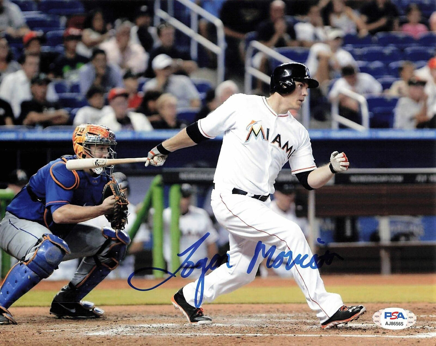 LOGAN MORRISON Signed 8x10 Photo PSA/DNA Miami Marlins Autographed