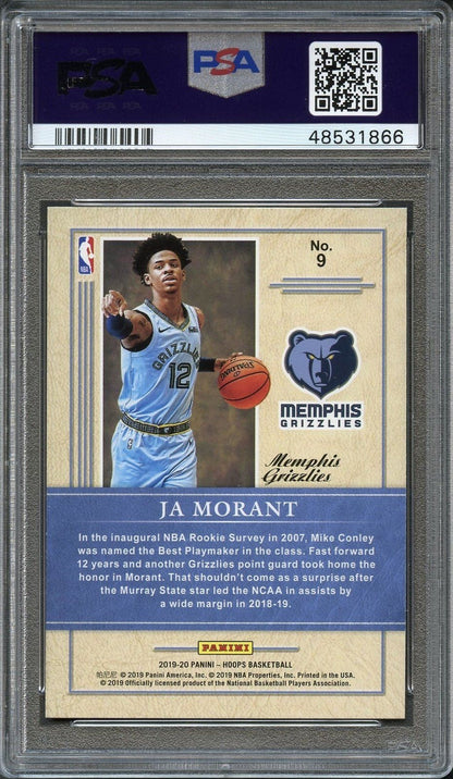 2019 Panini Hoops #9 Ja Morant PSA 9 Mint RC Class of 2019