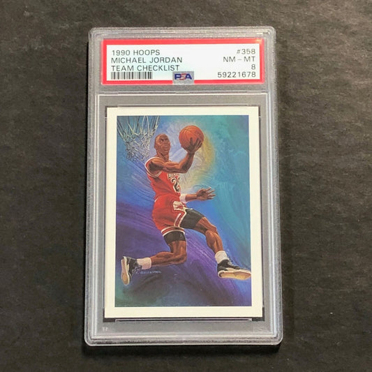 1990 Hoops #358 Michael Jordan PSA 8 NM-MT Team Checklist