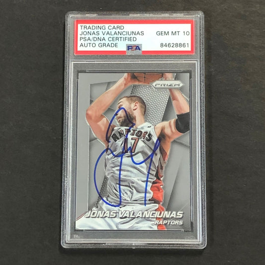 2014-15 Panini Prizm #145 Jonas Valanciunas Signed Card AUTO 10 PSA Slabbed Toro