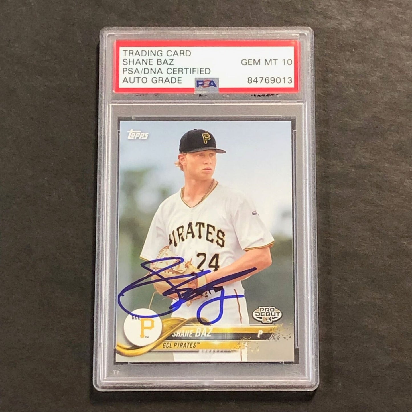 2018 Topps Pro Debut #198 Shane Baz Signed Card PSA Slabbed Auto Grade 10 Pirate