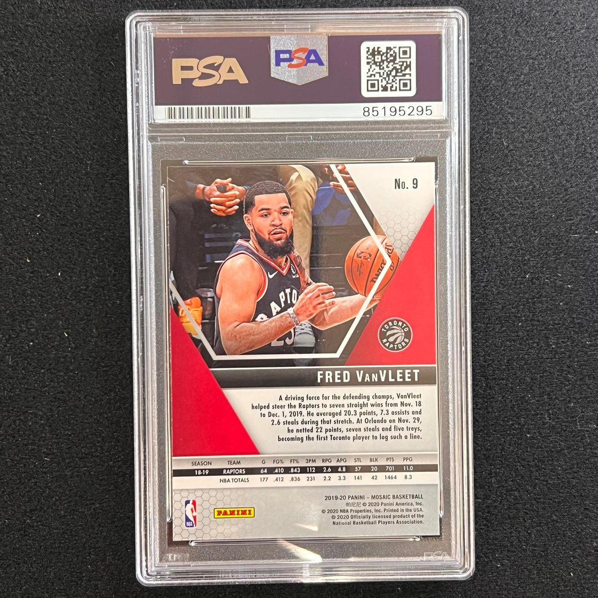 2019-20 Panini Mosaic #9 Fred VanVleet Signed Card AUTO PSA Slabbed Raptors